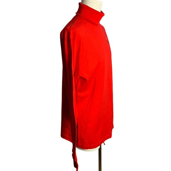 Vintage 80s Ferrari Turtleneck Shirt XL Red Embroidered Long Sleeve Cotton Lisle - Picture 6 of 7